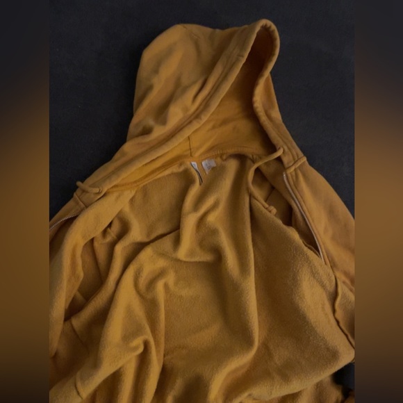 H&M Yellow Mustard Hoodie Women's Full Zip Basic Casual - Picture 3 of 3